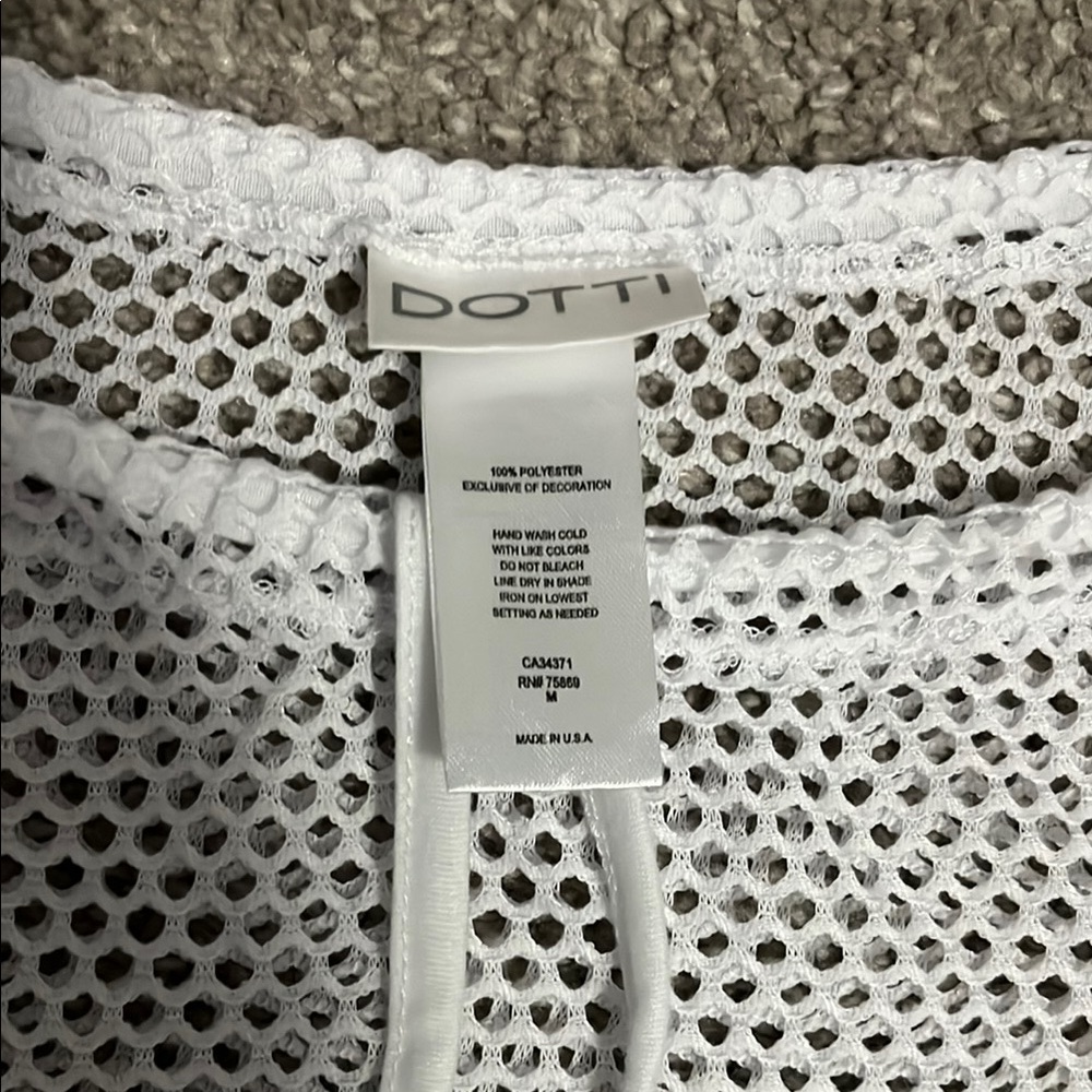 White Mesh coverup with Drawstring - Picture 2 of 3